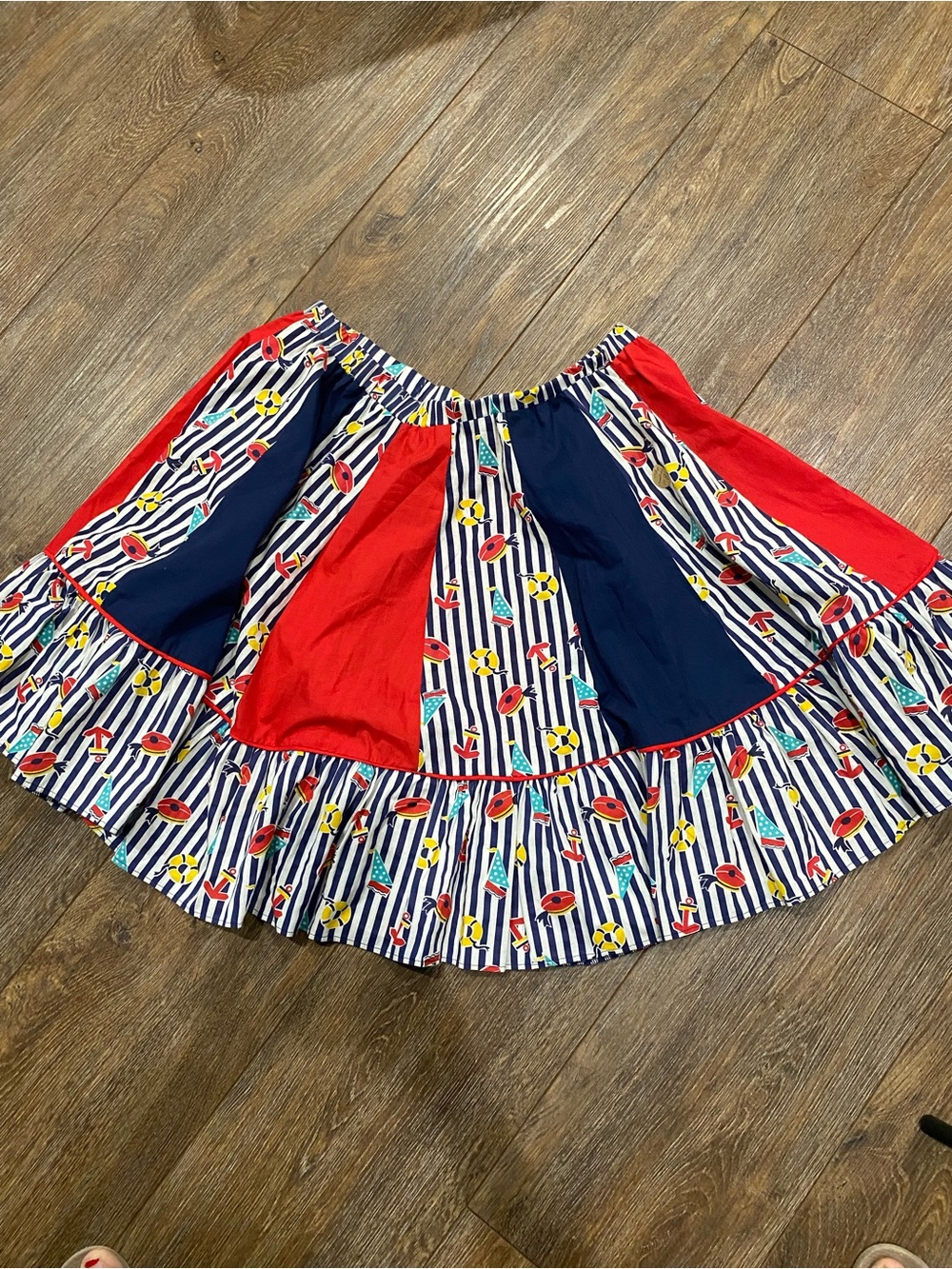 Vintage handmade Navy and Red Patterned Women’s Skirt